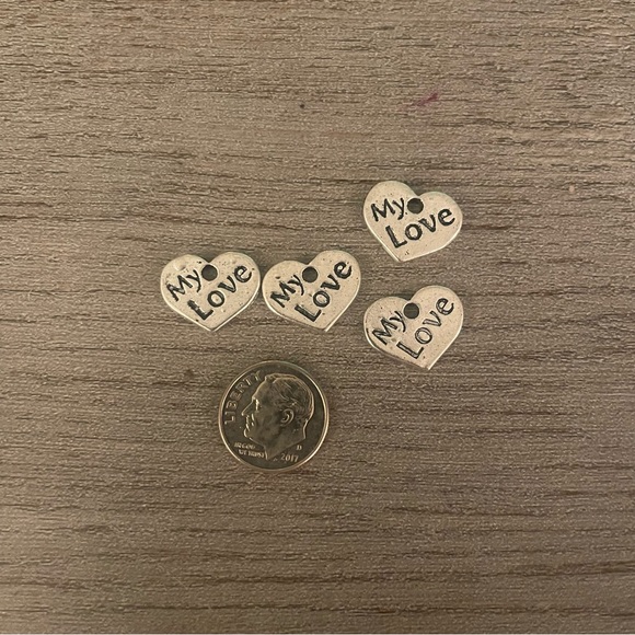 Set of 4 Antique Silver My Love Charms - Picture 2 of 3